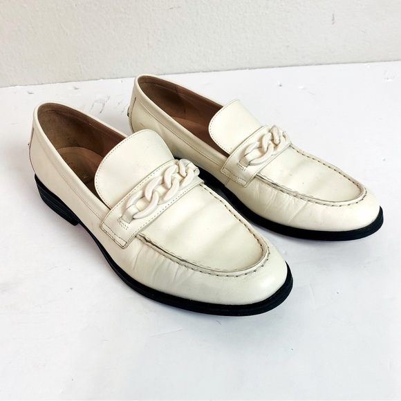 Cole Haan Ivory Leather Stassi Chain Loafer Size 11 - Picture 1 of 7
